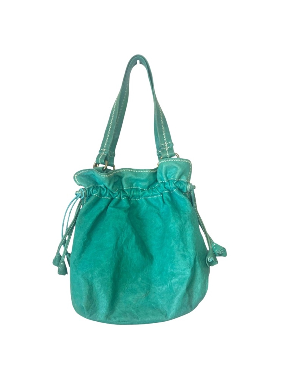 Vintage Y2K Lucky Brand Italian Leather Tulip Drawstring Boho Shoulder Bag Purse